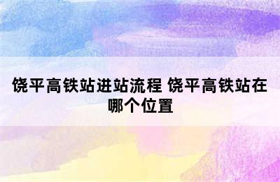 饶平高铁站进站流程 饶平高铁站在哪个位置